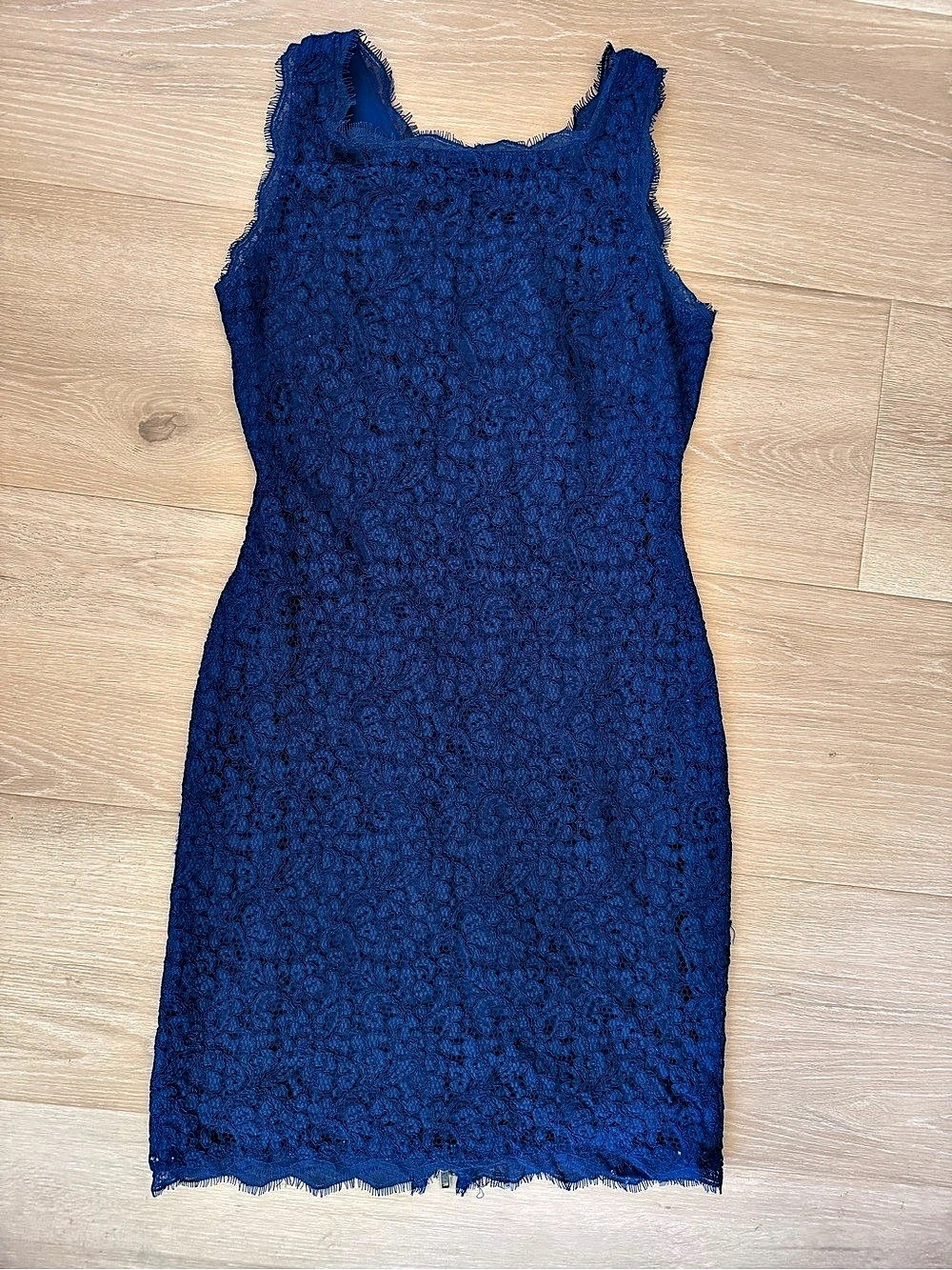 Adrianna Papell Eyelash Lace Cocktail Dress Cobalt Blue Size 6/small